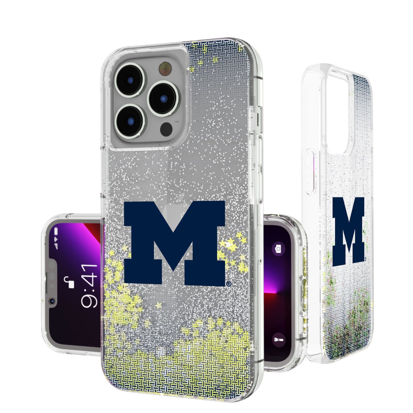 Michigan Wolverines Linen Logo iPhone Glitter Case