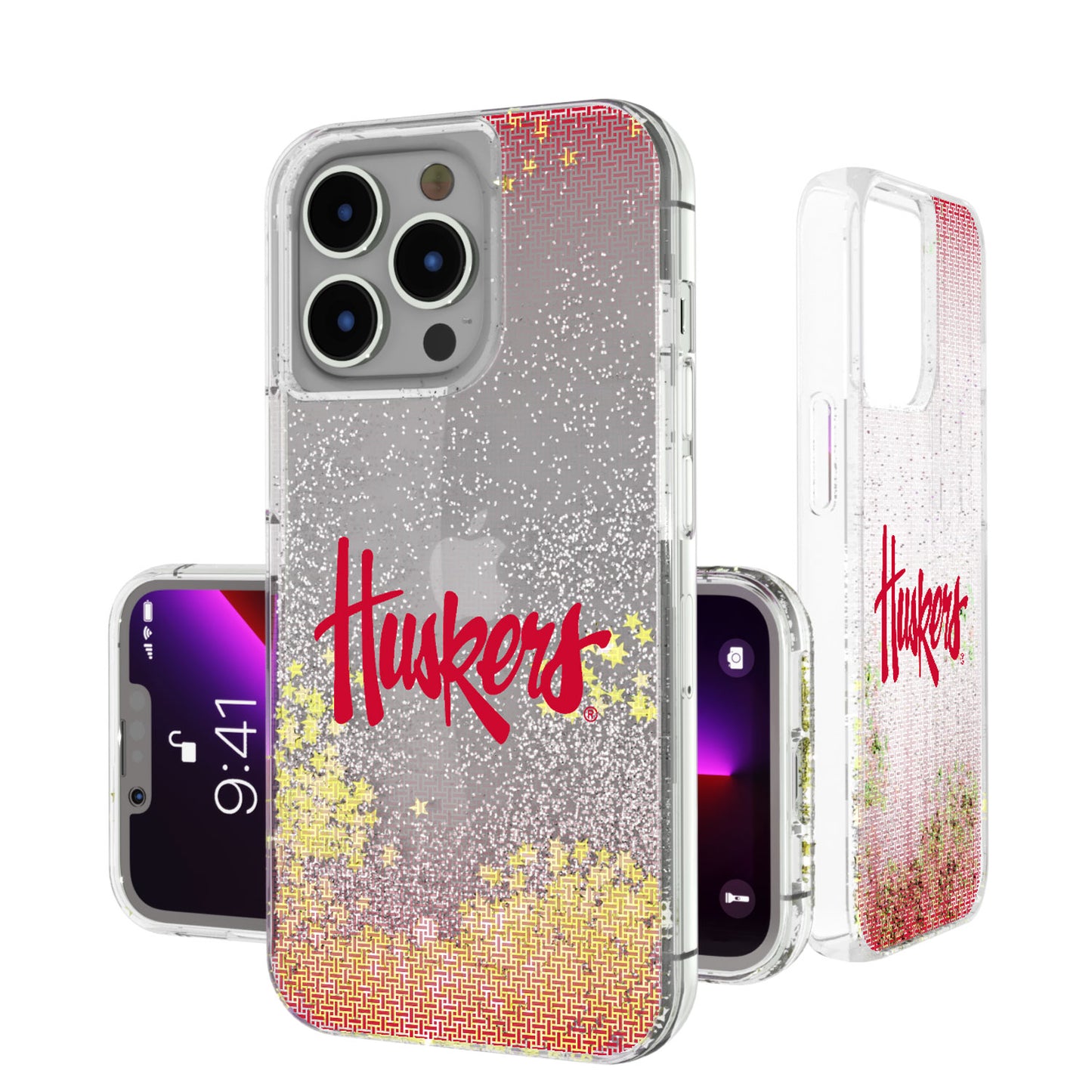 Nebraska Huskers Linen Logo iPhone Glitter Case