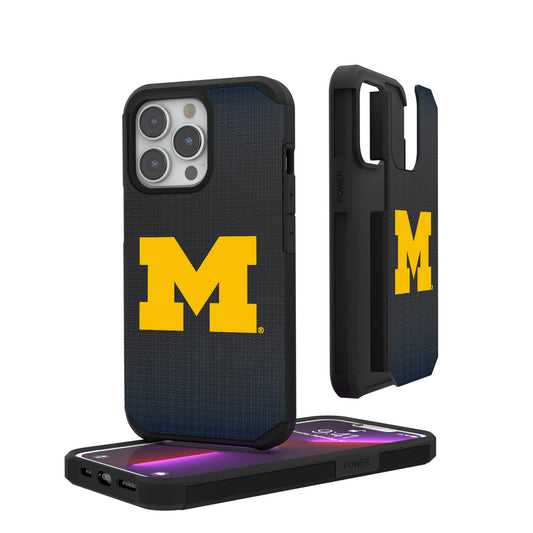 Michigan Wolverines Linen Logo iPhone Rugged Case