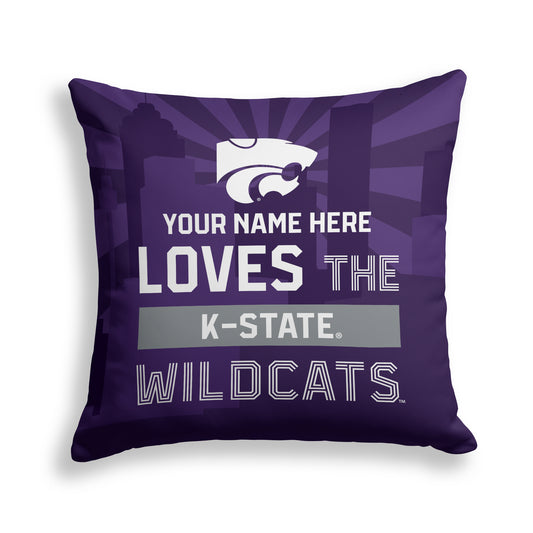 Pegasus Kansas State Wildcats 18" x 18" City Skyline Personalized Decor Pillow