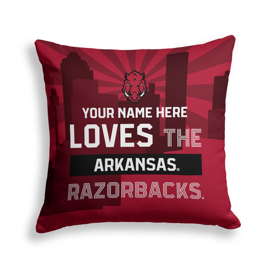 Pegasus Arkansas Razorbacks 18" x 18" City Skyline Personalized Decor Pillow