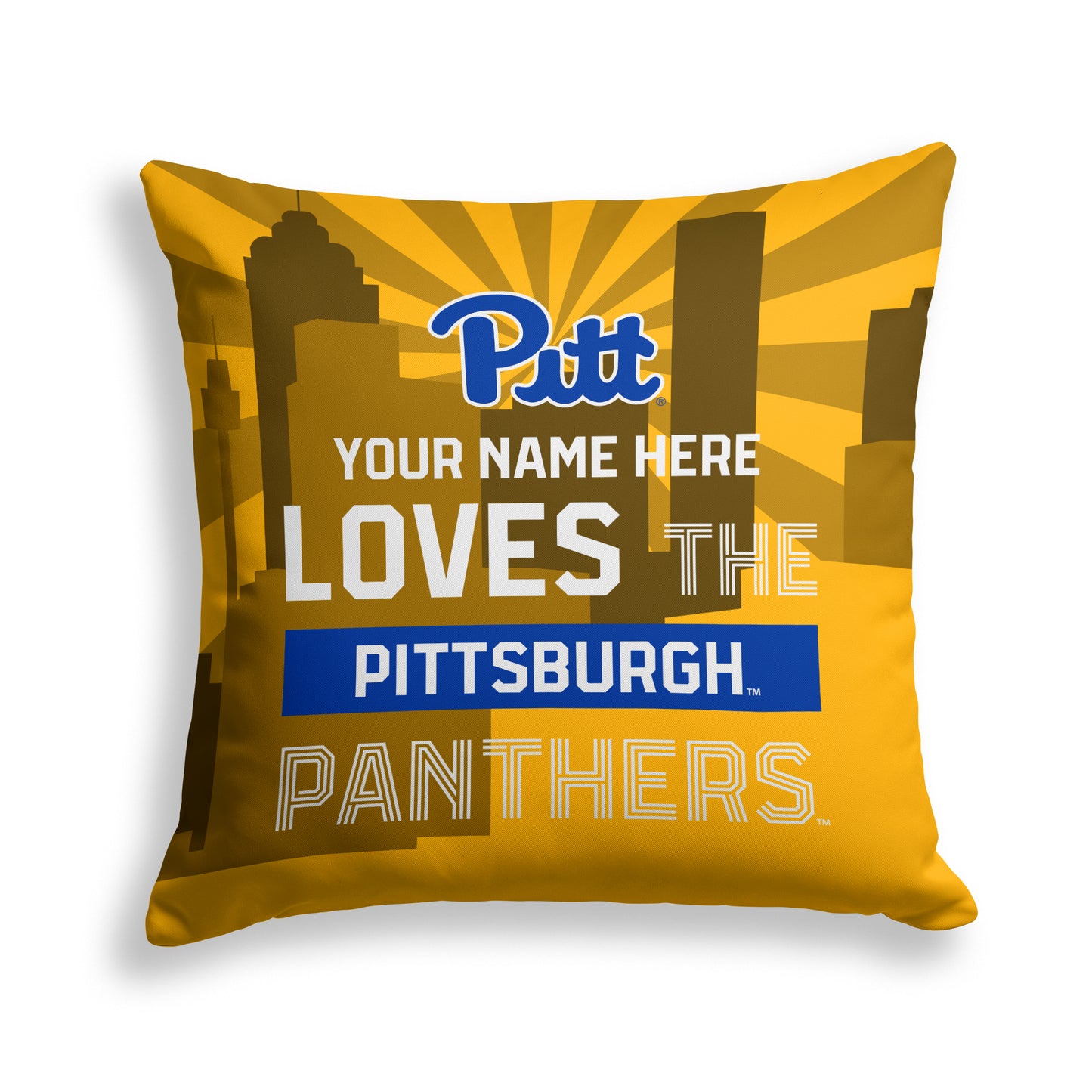 Pegasus Pitt Panthers 18" x 18" City Skyline Personalized Decor Pillow