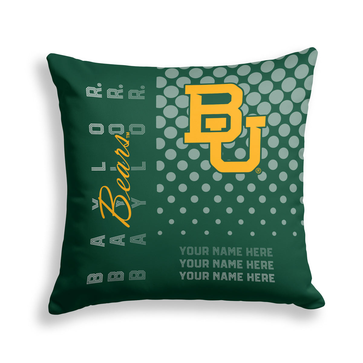 Pegasus Baylor Bears 18" x 18" Script Dot Fade Personalized Decor Pillow