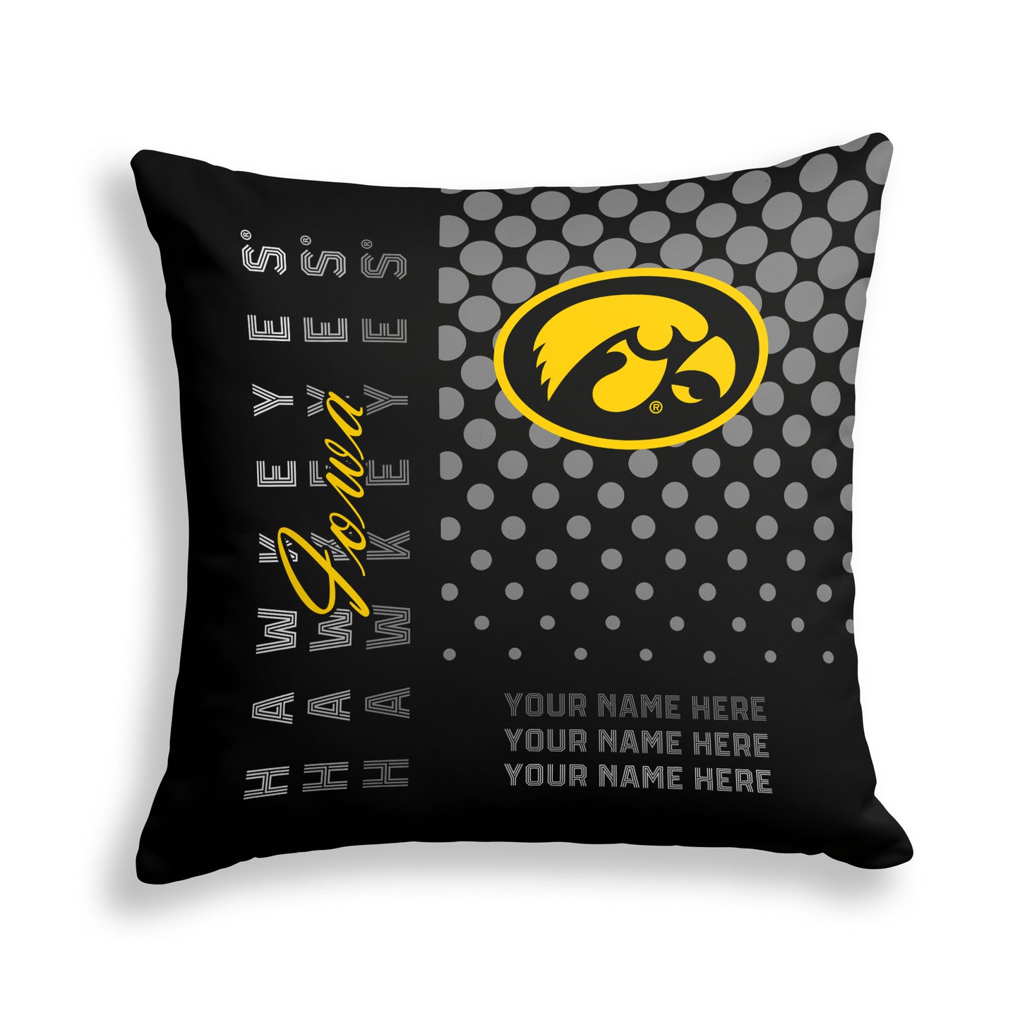 Pegasus Iowa Hawkeyes 18" x 18" Script Dot Fade Personalized Decor Pillow