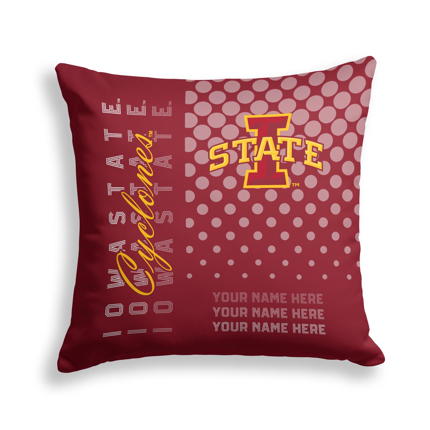 Pegasus Iowa State Cyclones 18" x 18" Script Dot Fade Personalized Decor Pillow