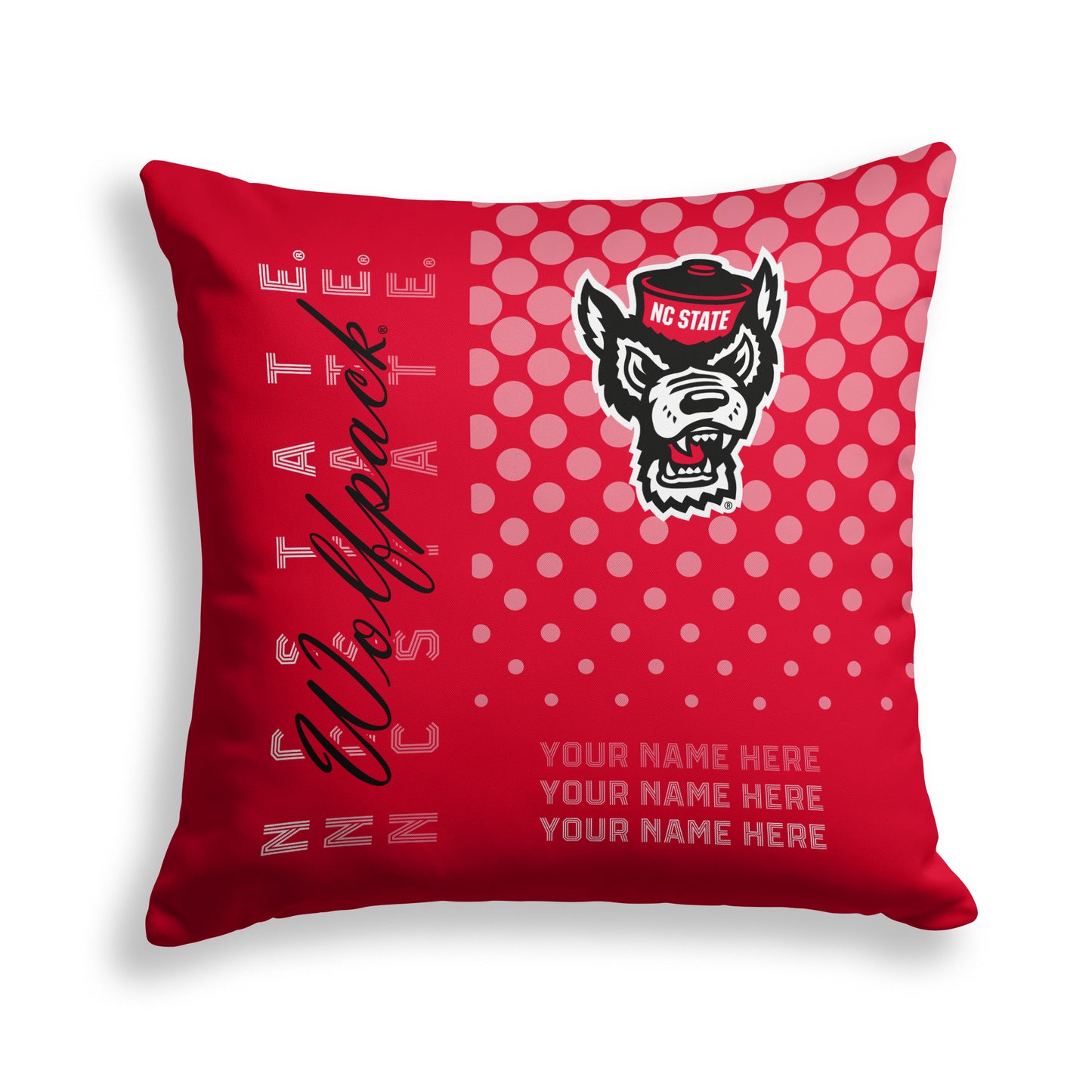 Pegasus NC State Wolfpack 18" x 18" Script Dot Fade Personalized Decor Pillow