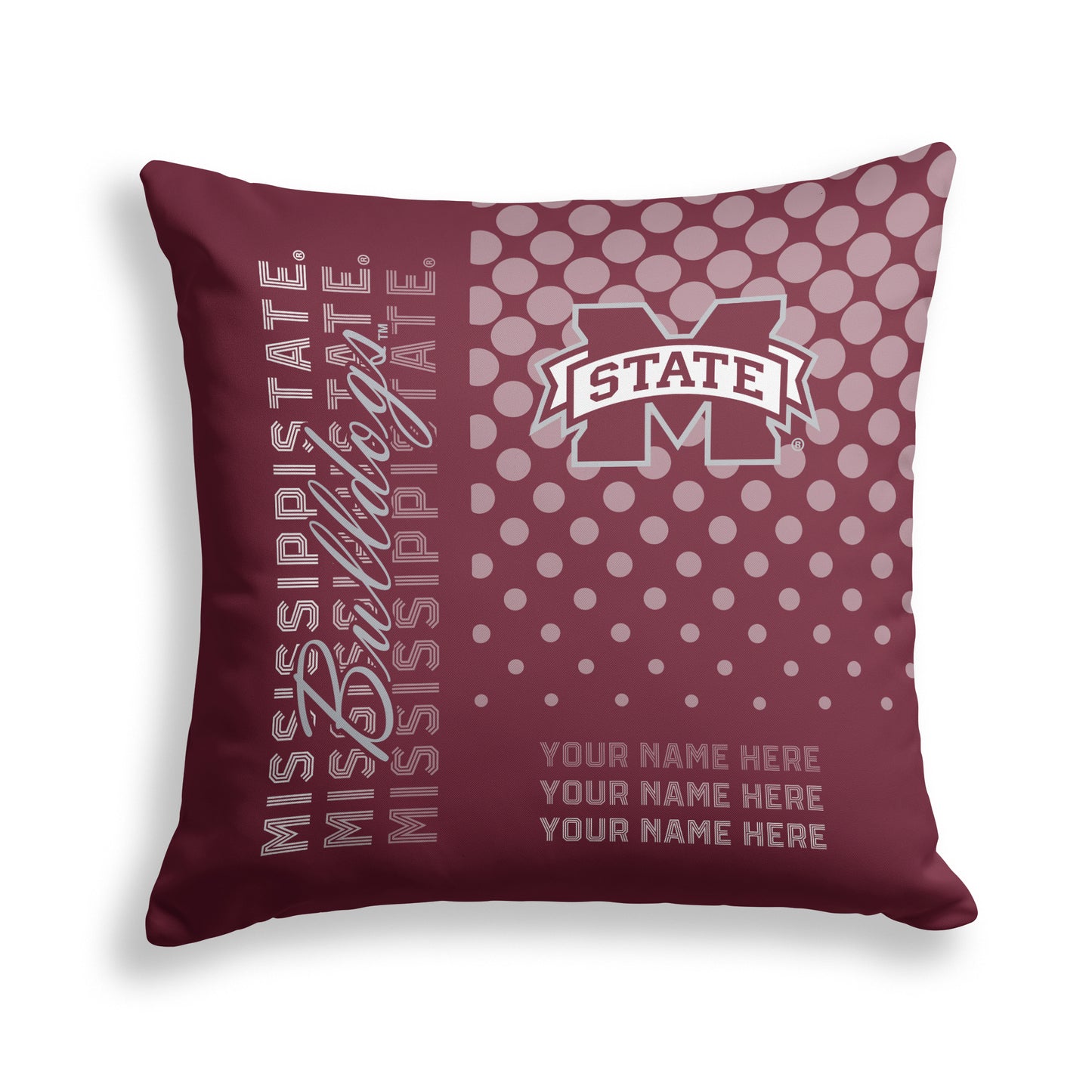 Pegasus Mississippi State Bulldogs 18" x 18" Script Dot Fade Personalized Decor Pillow