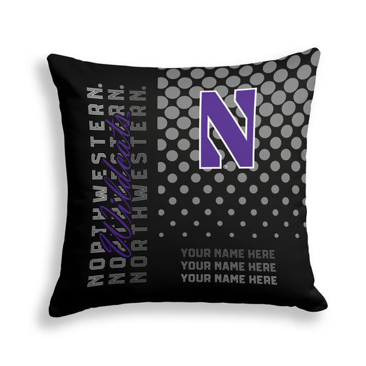 Pegasus Northwestern Wildcats 18" x 18" Script Dot Fade Personalized Decor Pillow