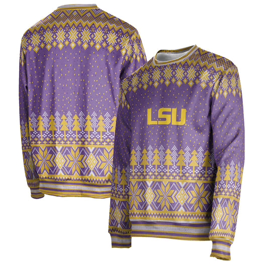 Men's ProSphere Purple LSU Tigers Winter Holiday Pullover Sweatshirt