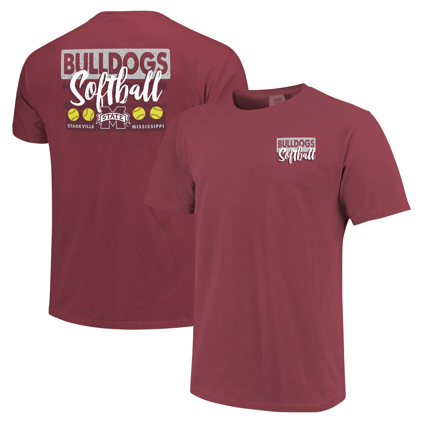 Unisex Maroon Mississippi State Bulldogs Gritty Softball Bats Comfort Colors T-Shirt