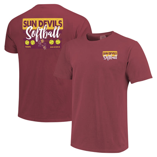 Unisex Maroon Arizona State Sun Devils Gritty Softball Bats Comfort Colors T-Shirt