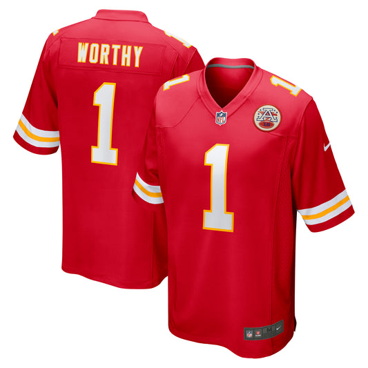 Men's Nike Xavier Worthy Red Kansas City Chiefs 2024 NFL Draft First Round Pick Player Game Jersey