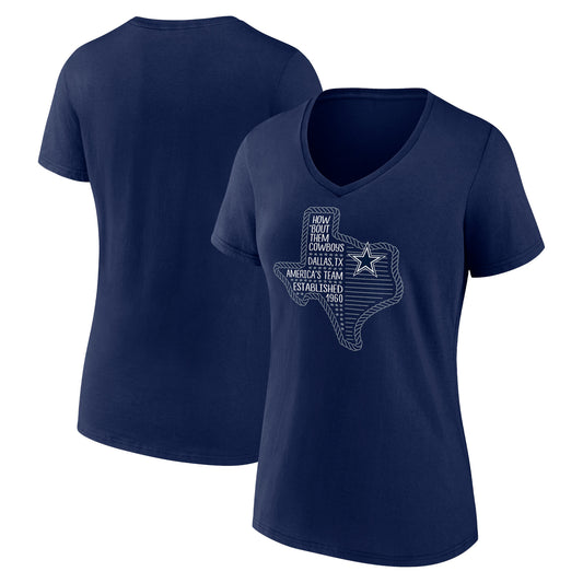 Women's Navy Dallas Cowboys Defensive Stand V-Neck T-Shirt