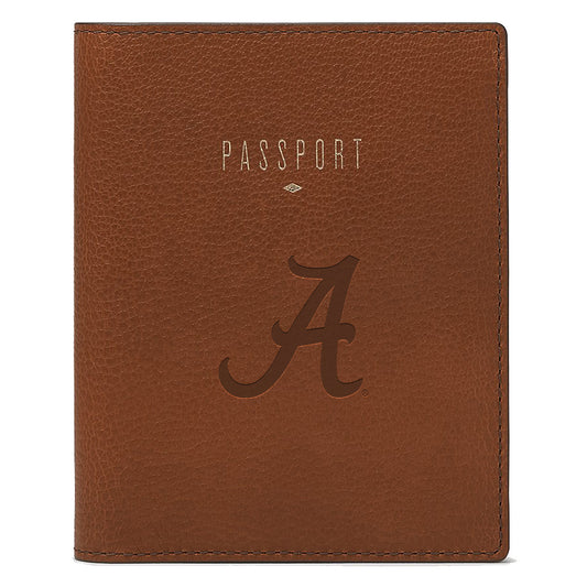 Fossil Brown Alabama Crimson Tide Travel RFID Passport Case