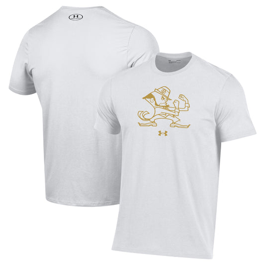 Men's Under Armour White Notre Dame Fighting Irish Leprechaun Gold Rush Performance T-Shirt