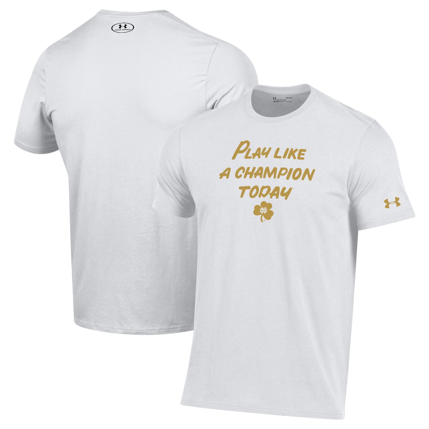 Men's Under Armour White Notre Dame Fighting Irish PLACT Gold Rush Performance T-Shirt