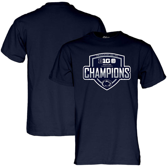 Men's Blue 84  Navy Penn State Nittany Lions 2024 Big Ten Wrestling Tournament Champions Locker Room T-Shirt