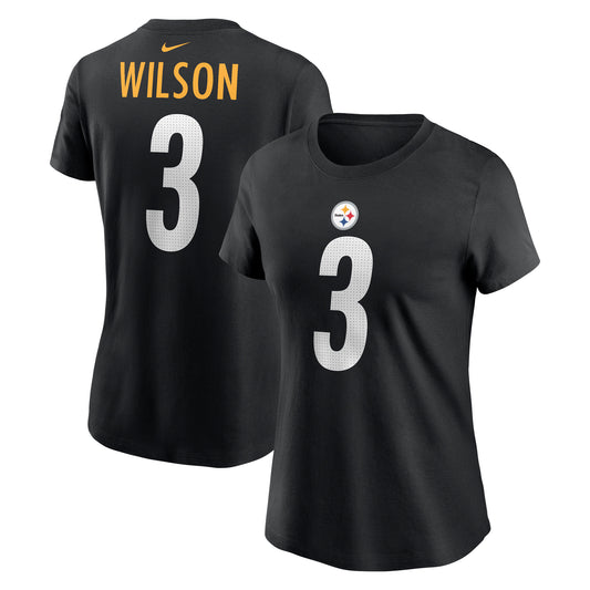 Women's Nike Russell Wilson Black Pittsburgh Steelers  Name & Number T-Shirt