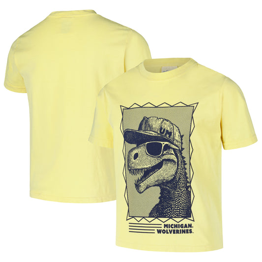 Youth ComfortWash Maize Michigan Wolverines Dino Cap T-Shirt