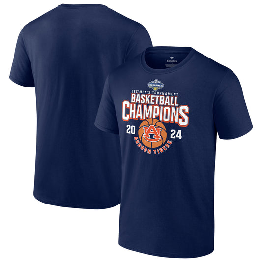 Men's  Navy Auburn Tigers 2024 SEC Men's Basketball Conference Tournament Champions T-Shirt