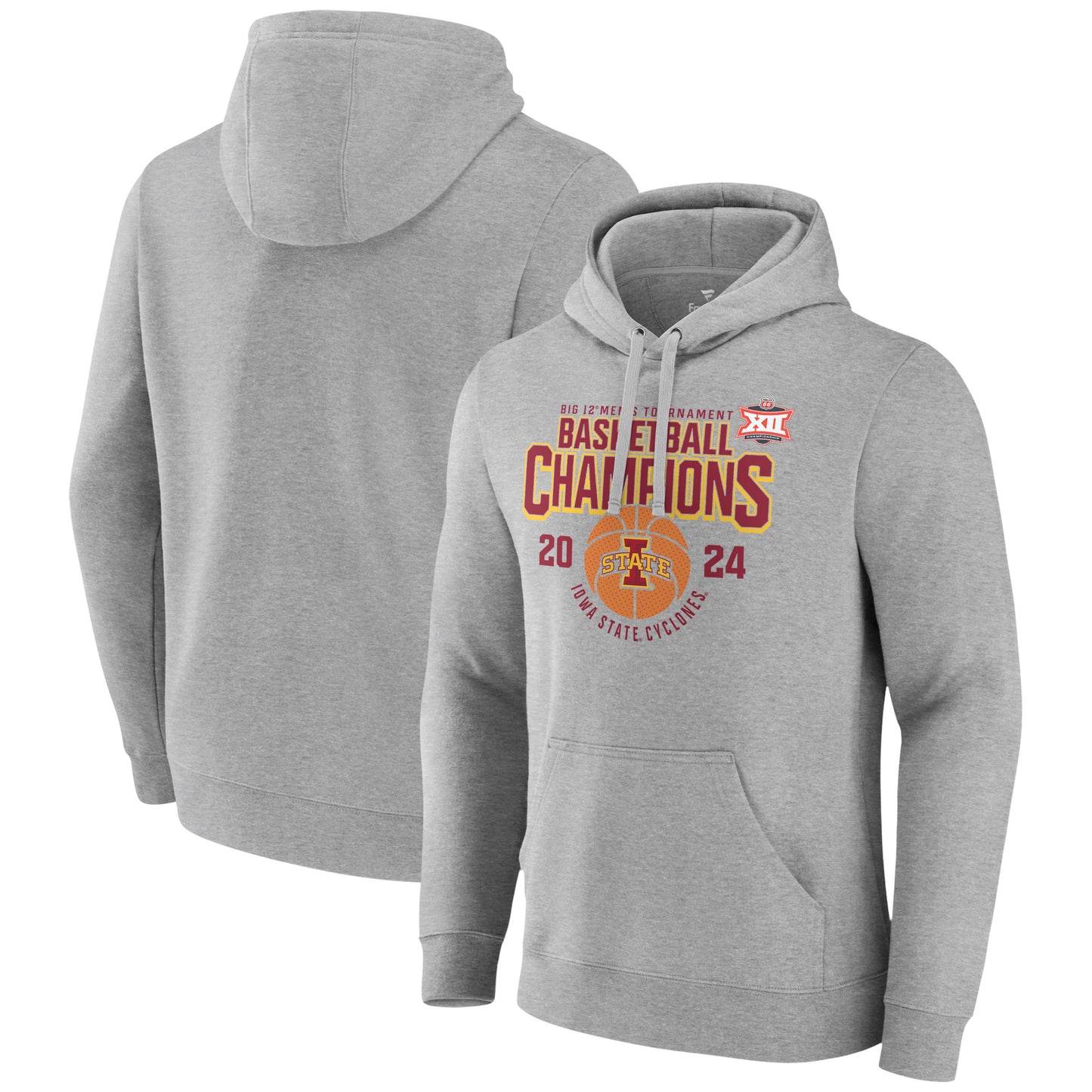 Men's  Gray Iowa State Cyclones 2024 Big 12 Men's Basketball Conference Tournament Champions Pullover Hoodie