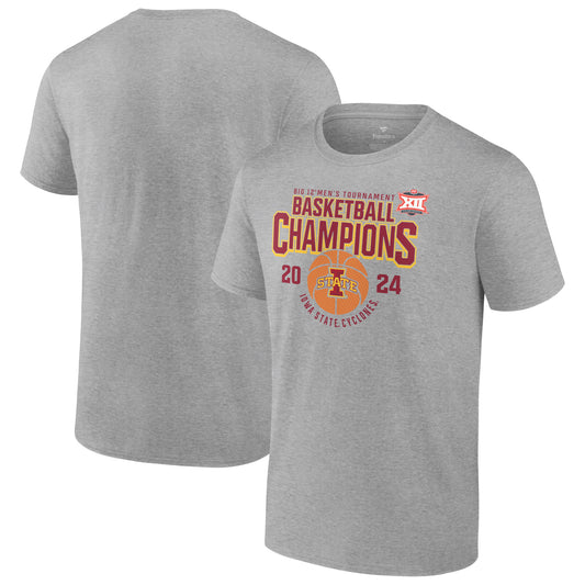 Men's  Heather Gray Iowa State Cyclones 2024 Big 12 Men's Basketball Conference Tournament Champions T-Shirt