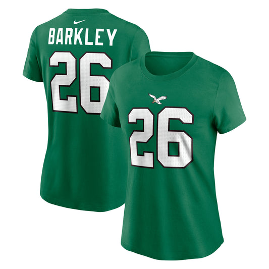 Women's Nike Saquon Barkley Kelly Green Philadelphia Eagles Player Name & Number T-Shirt