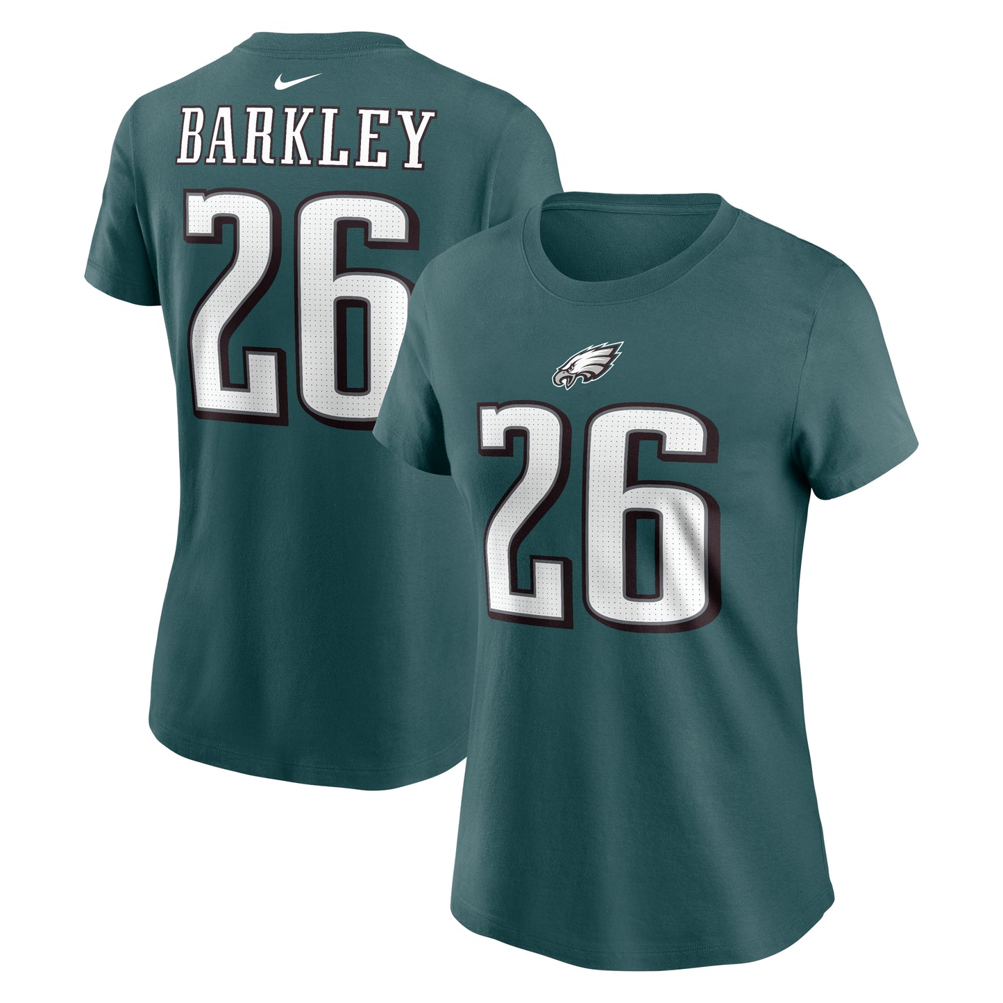 Women's Nike Saquon Barkley Midnight Green Philadelphia Eagles Player Name & Number T-Shirt