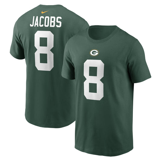 Men's Nike Josh Jacobs Green Green Bay Packers Player Name & Number T-Shirt