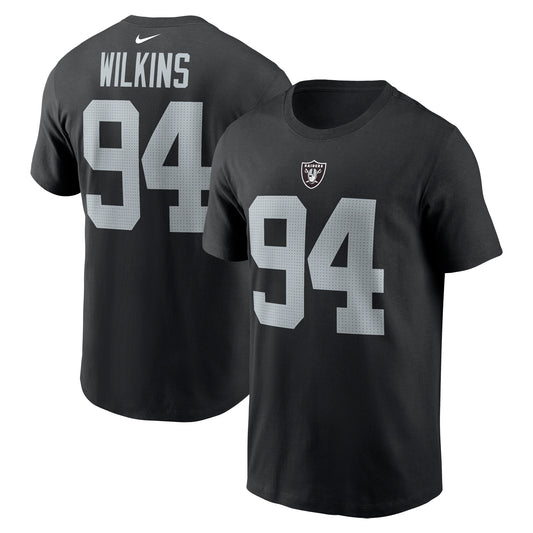 Men's Nike Christian Wilkins Black Las Vegas Raiders Player Name & Number T-Shirt