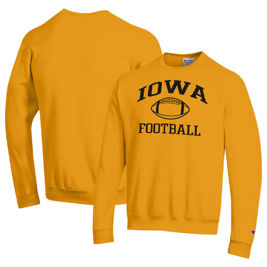 Men's Champion Gold Iowa Hawkeyes Football Icon Pullover Sweatshirt