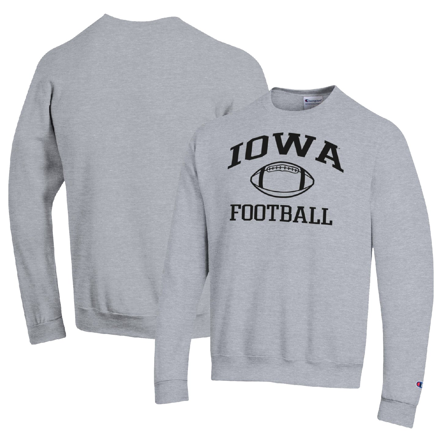 Men's Champion Heather Gray Iowa Hawkeyes Football Icon Pullover Sweatshirt