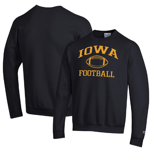 Men's Champion Black Iowa Hawkeyes Football Icon Pullover Sweatshirt