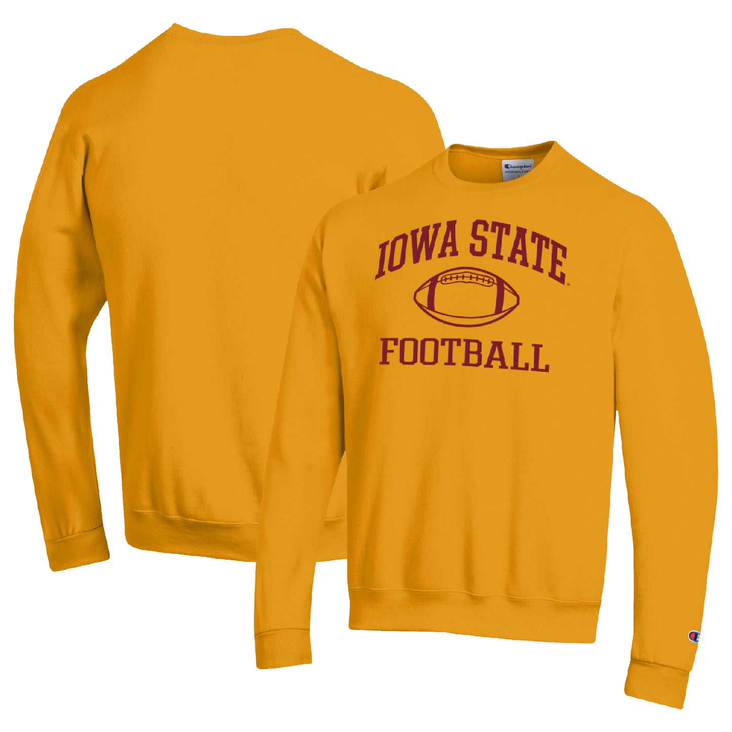 Men's Champion Gold Iowa State Cyclones Football Icon Pullover Sweatshirt