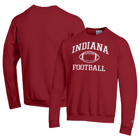 Men's Champion Crimson Indiana Hoosiers Football Icon Pullover Sweatshirt