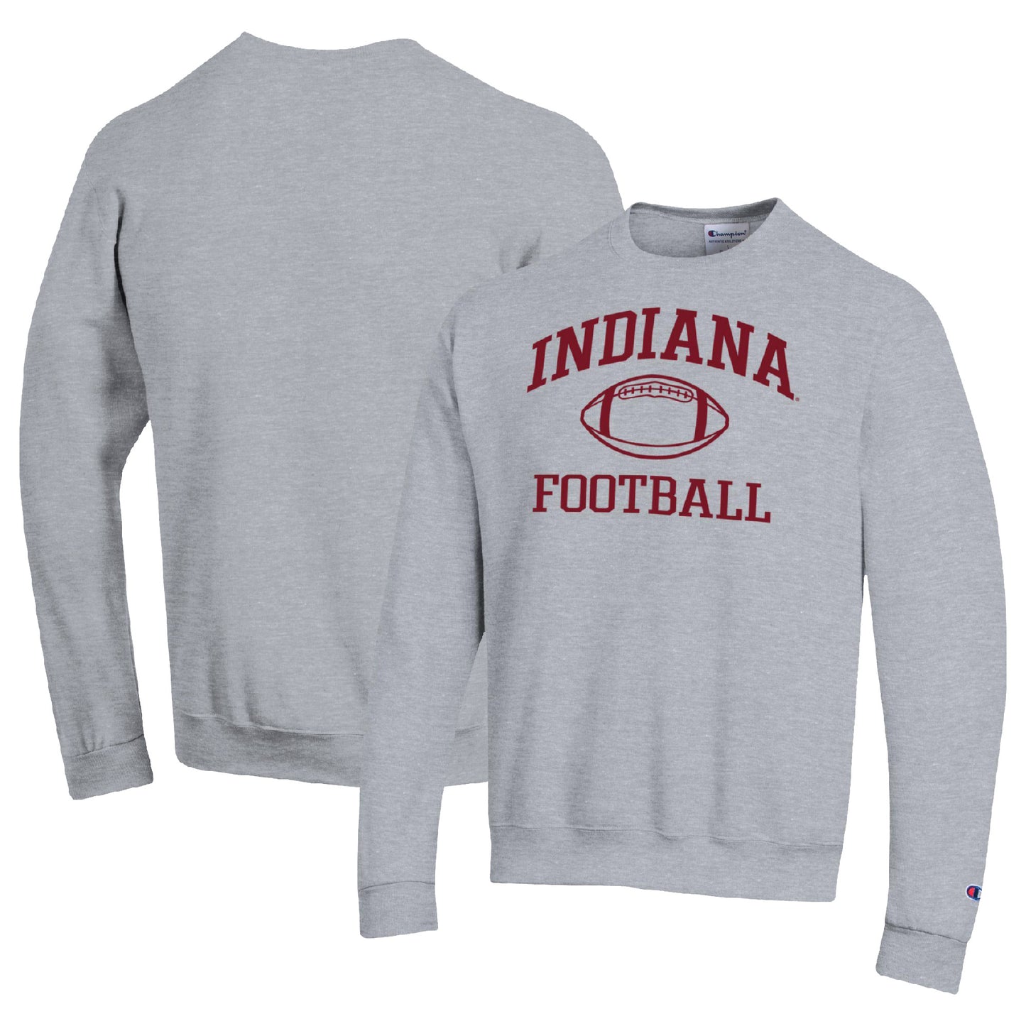 Men's Champion Heather Gray Indiana Hoosiers Football Icon Pullover Sweatshirt