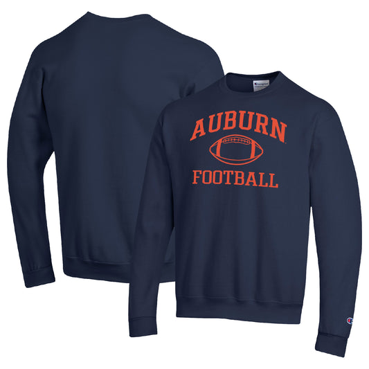 Men's Champion Navy Auburn Tigers Football Icon Pullover Sweatshirt