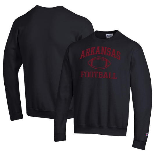 Men's Champion Black Arkansas Razorbacks Football Icon Pullover Sweatshirt