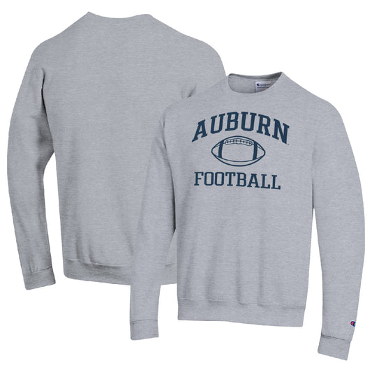 Men's Champion Heather Gray Auburn Tigers Football Icon Pullover Sweatshirt