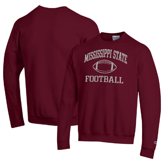 Men's Champion Maroon Mississippi State Bulldogs Football Icon Pullover Sweatshirt