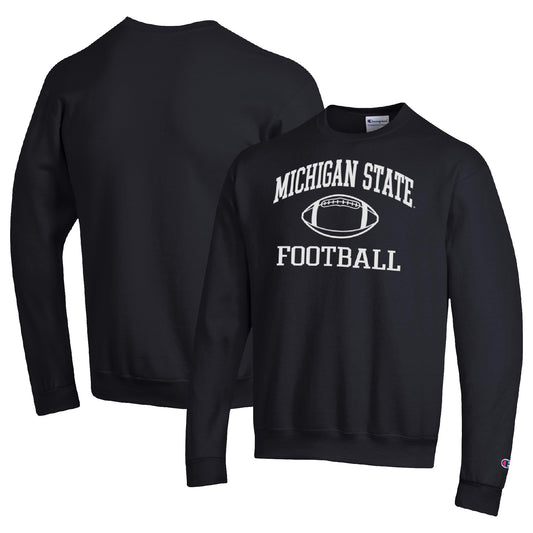 Men's Champion Black Michigan State Spartans Football Icon Pullover Sweatshirt