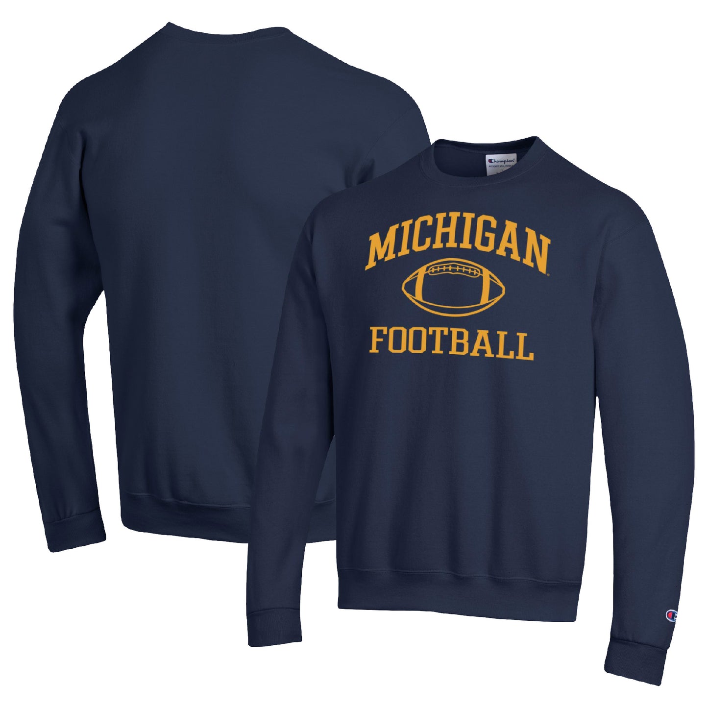 Men's Champion Navy Michigan Wolverines Football Icon Pullover Sweatshirt