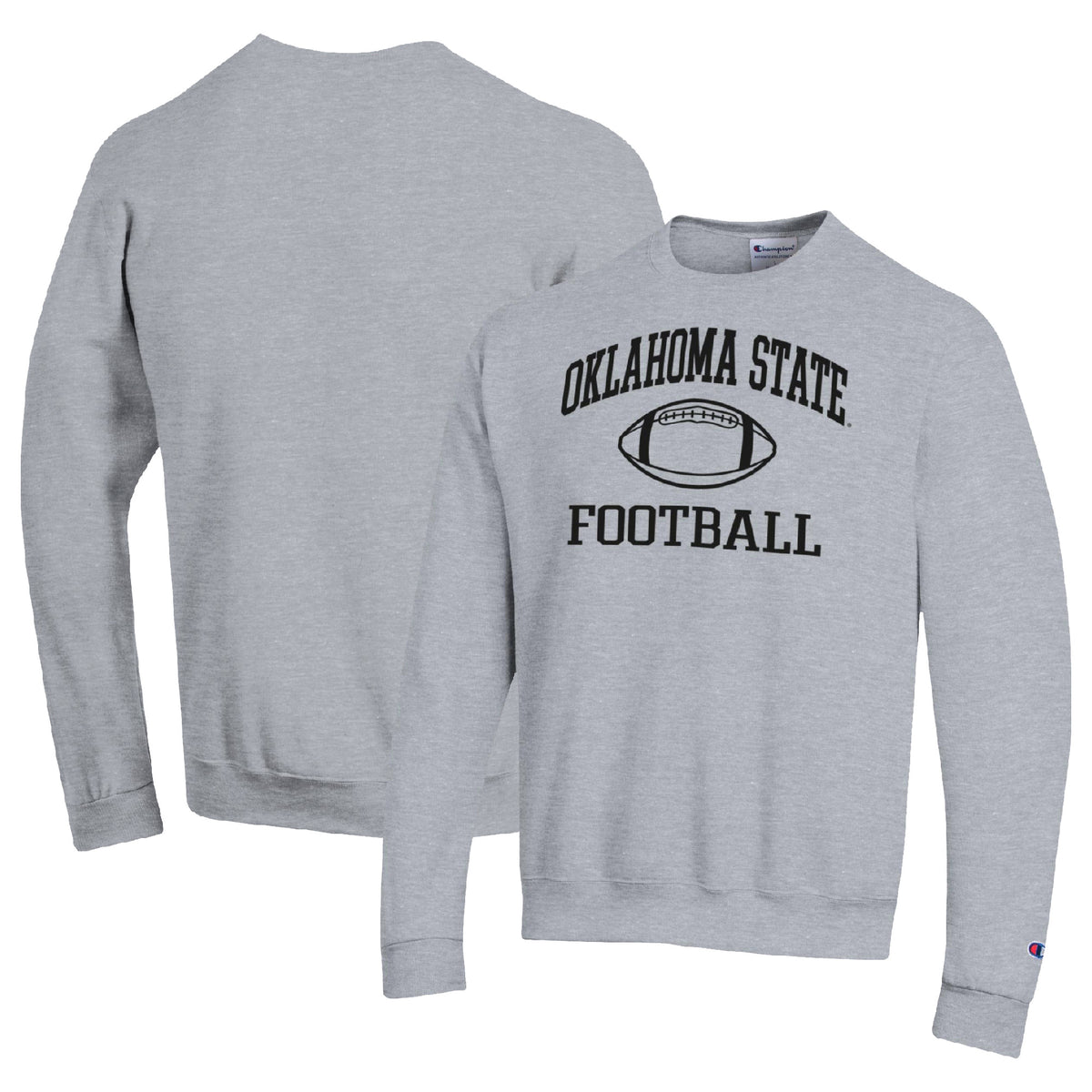 Men's Champion Heather Gray Oklahoma State Cowboys Football Icon Pullover Sweatshirt