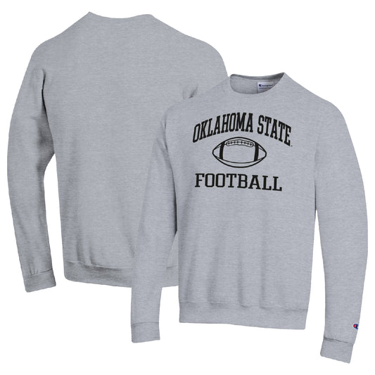 Men's Champion Heather Gray Oklahoma State Cowboys Football Icon Pullover Sweatshirt