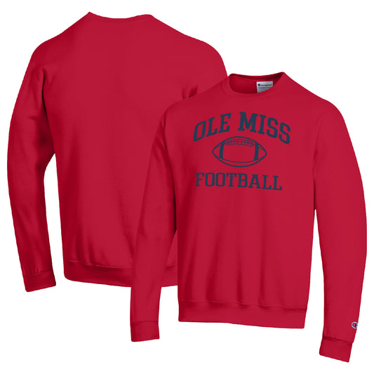 Men's Champion Red Ole Miss Rebels Football Icon Pullover Sweatshirt