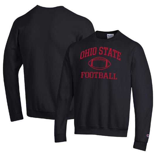 Men's Champion Black Ohio State Buckeyes Football Icon Pullover Sweatshirt