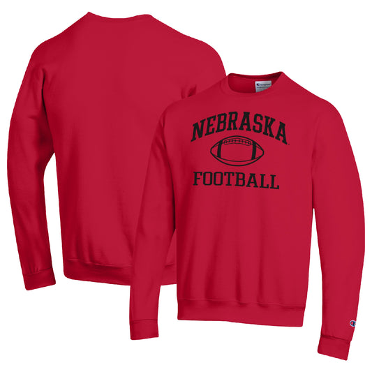 Men's Champion Scarlet Nebraska Huskers Football Icon Pullover Sweatshirt