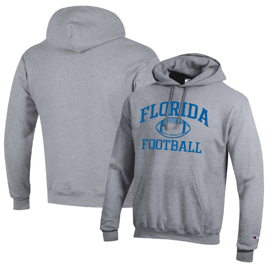 Men's Champion Heather Gray Florida Gators Football Icon Pullover Hoodie