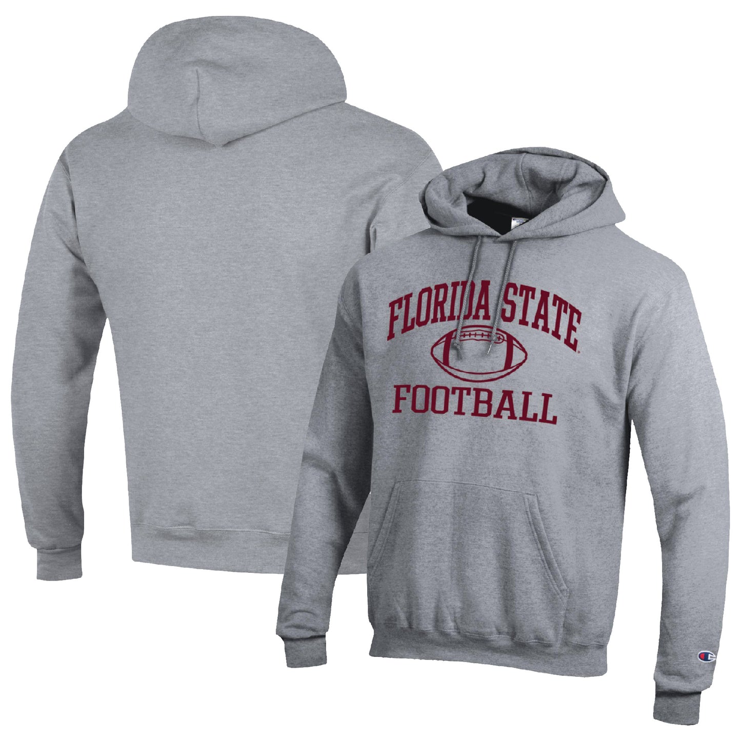 Men's Champion Heather Gray Florida State Seminoles Football Icon Pullover Hoodie