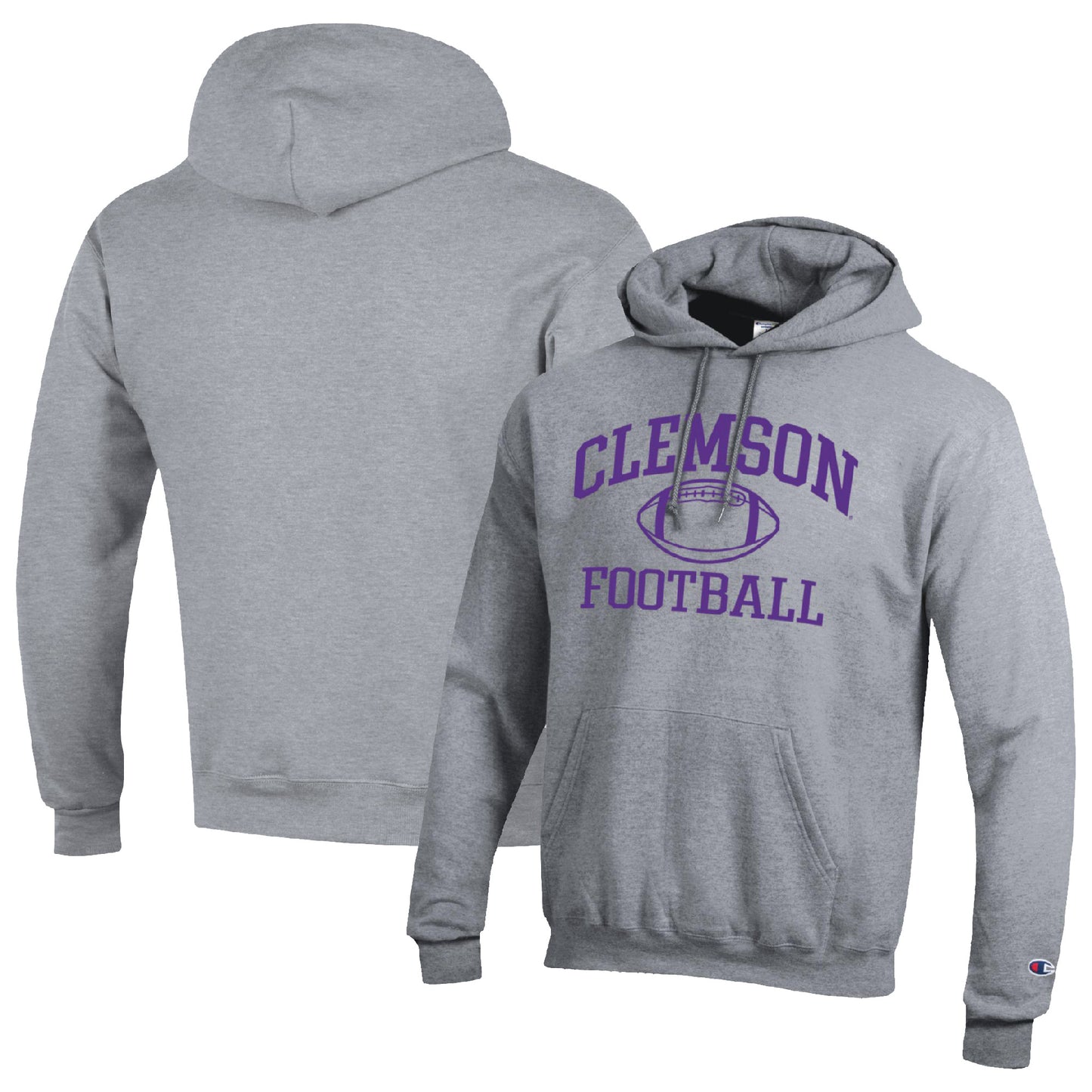 Men's Champion Heather Gray Clemson Tigers Football Icon Pullover Hoodie